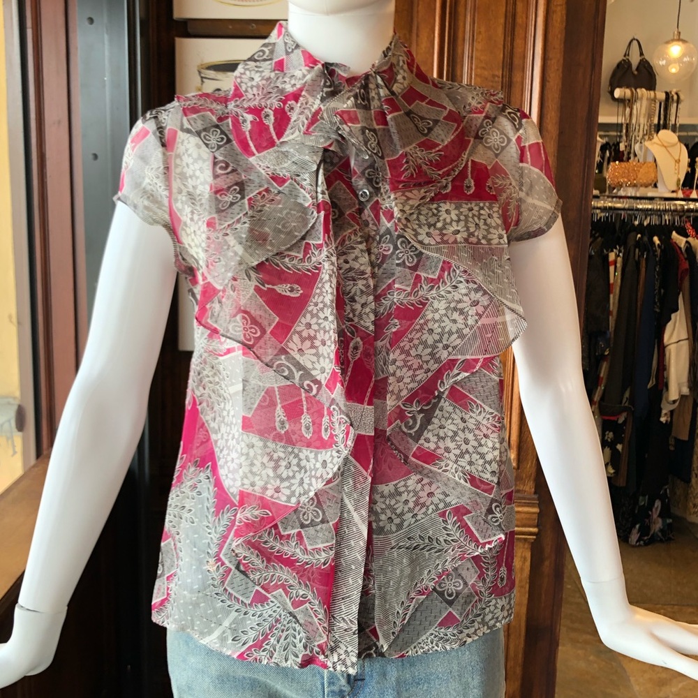 ZAC POSEN Silk Printed Blouse